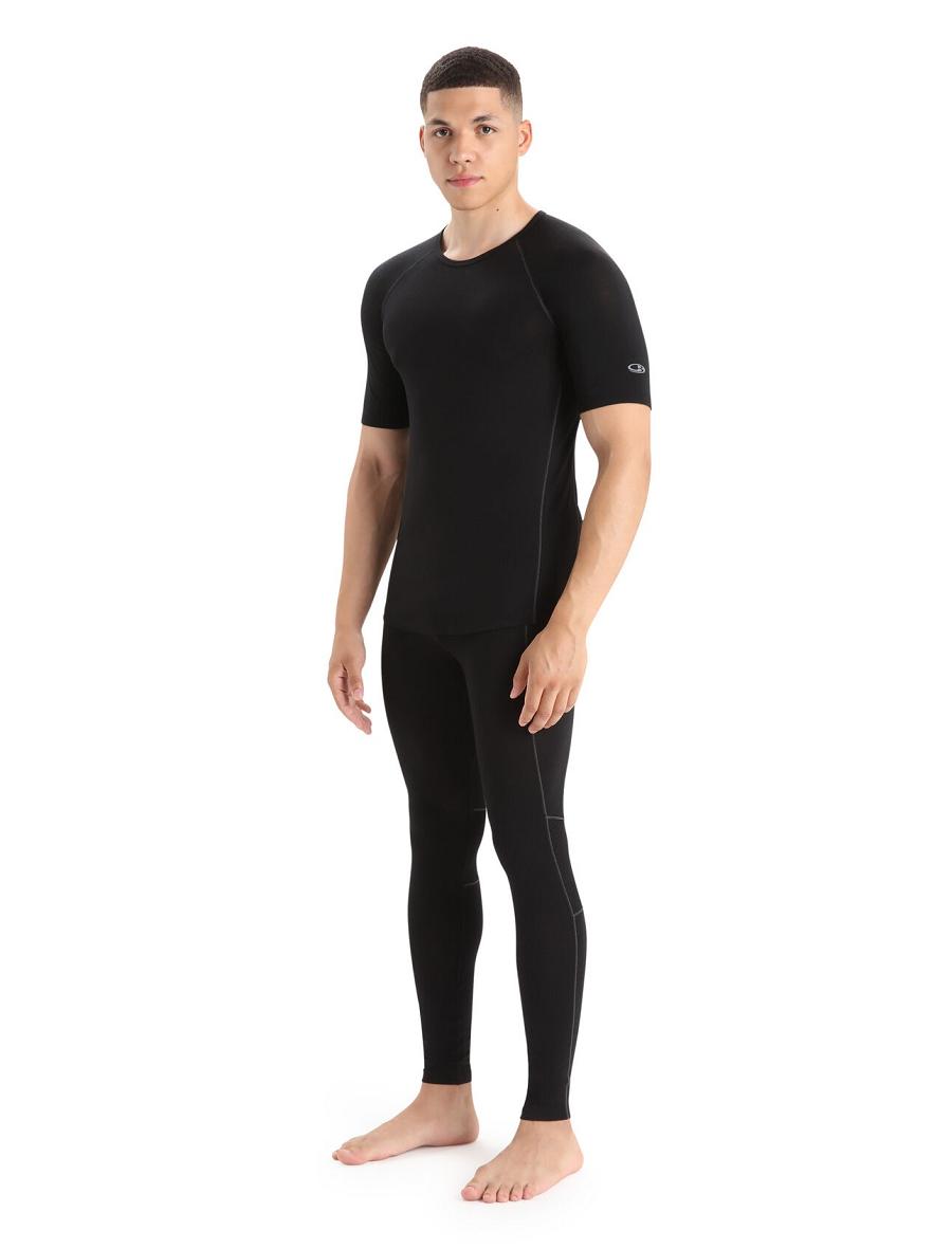 Icebreaker BodyfitZone™ Merino 150 Zone Lyhyt Sleeve Crewe Thermal Top Miesten Base Layers Mustat | FI 1334ILHS